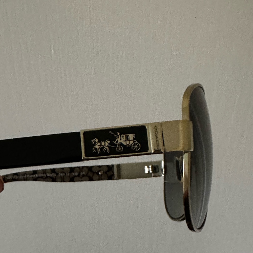 Coach Gold and Black Women’s Aviator Sunglasses - Picture 3 of 9